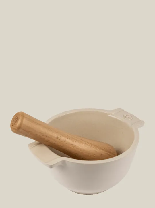 Clearance Appolia Ceramic mortar in ecru color, with beechwood pestle Mortar | Speciality Bakeware