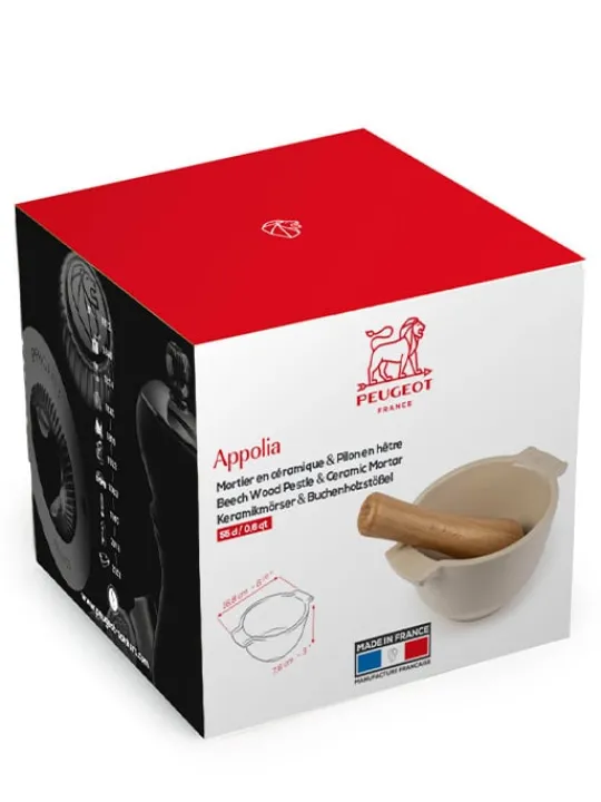 Clearance Appolia Ceramic mortar in ecru color, with beechwood pestle Mortar | Speciality Bakeware