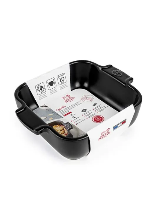 Clearance Appolia Individual square ceramic oven dish in satin black, 18cm Speciality Bakeware | Individual Dishes