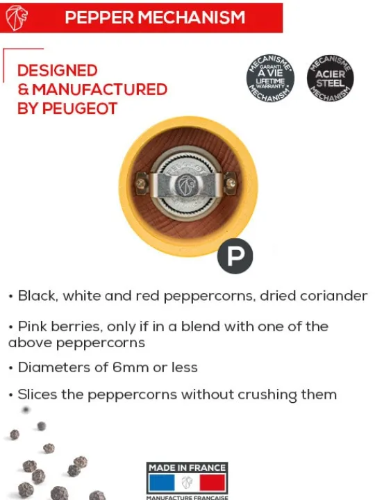 New Bistro Manual wooden pepper mill in saffron gloss, 10cm For Under £50 | Pepper