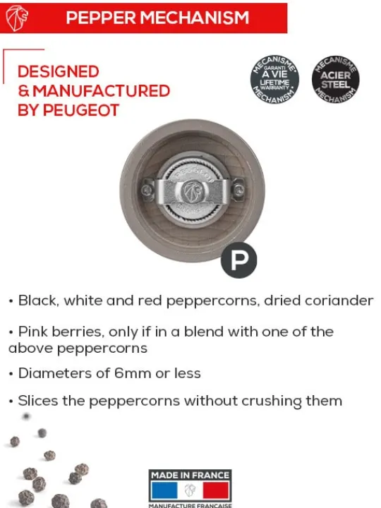 Store Bistro Manual wooden pepper mill in taupe grey gloss, 10cm For Under £50 | Pepper