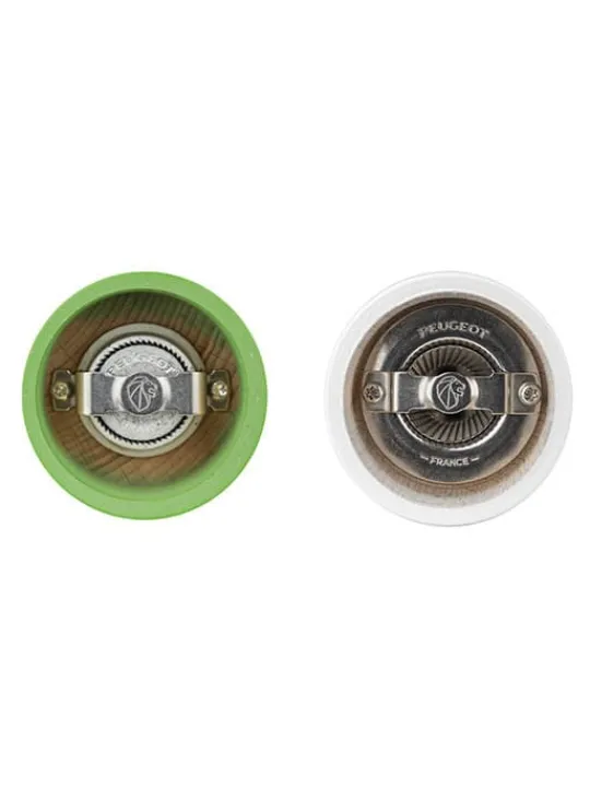 bistro_set_of_manual_wooden_salt_and_pepper_mills_in_white_and_green_gloss_cm_3.webp Discount Bistro Set of manual wooden salt and pepper mills in white and green gloss, 10cm Salt | Salt & Pepper Mill Sets