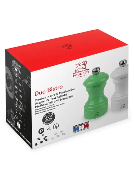 bistro_set_of_manual_wooden_salt_and_pepper_mills_in_white_and_green_gloss_cm_6.webp Discount Bistro Set of manual wooden salt and pepper mills in white and green gloss, 10cm Salt | Salt & Pepper Mill Sets