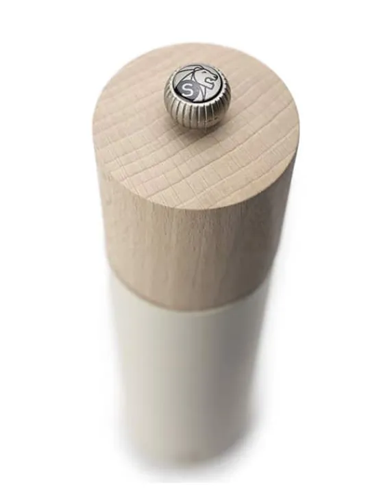 Best Boreal Manual beech wood salt mill in feather white, 21cm Salt | Salt Mills