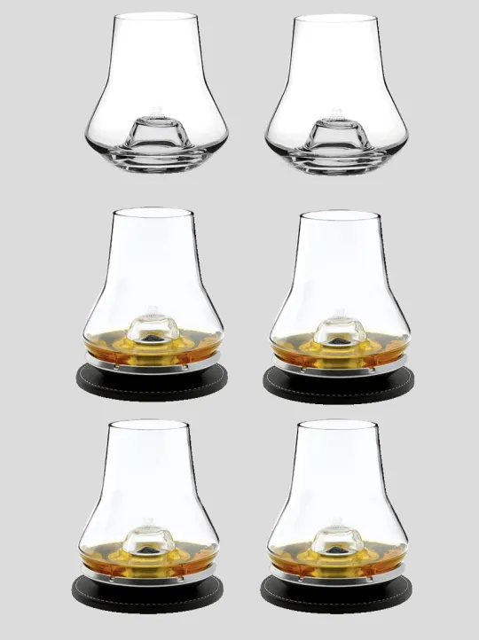 Clearance Collection of whisky tasting glasses 15% off when you buy our bundle of 4 whisky tasting glasses with coordinating cooling bases and an additional 2 whisky glasses Tasting Glasses