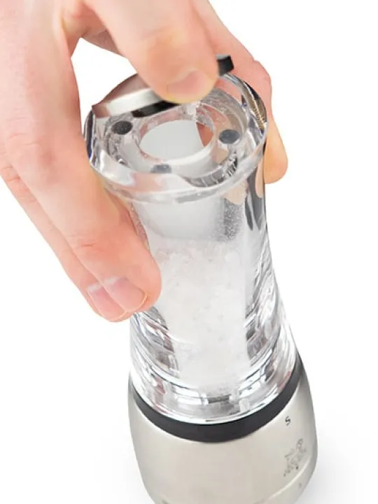 Clearance Daman U'select manual salt mill in acrylic & stainless steel, 16cm Salt | Salt Mills