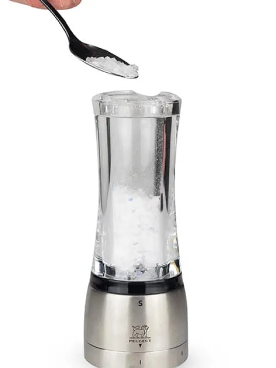Clearance Daman U'select manual salt mill in acrylic & stainless steel, 16cm Salt | Salt Mills