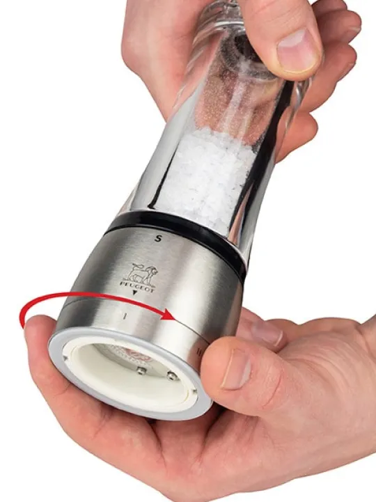 Clearance Daman U'select manual salt mill in acrylic & stainless steel, 16cm Salt | Salt Mills