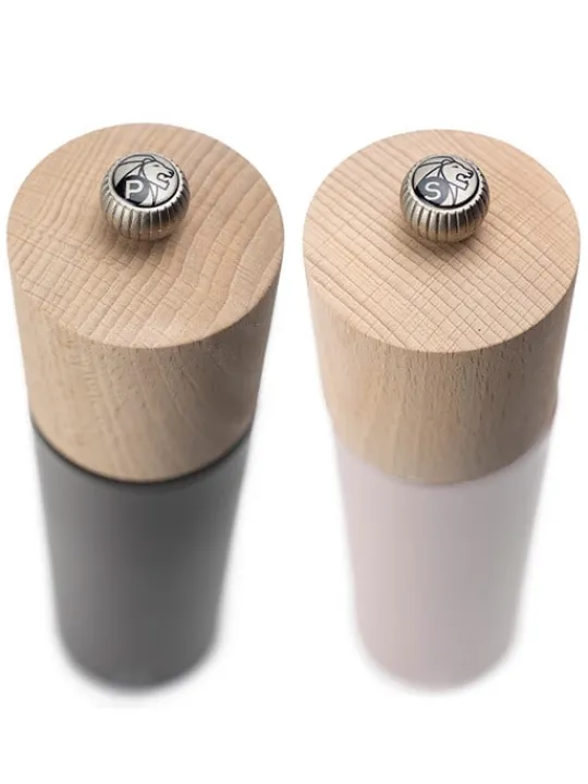 Best Sale Duo boreal Gifset boreal pepper and salt mills grey rock and petal rose 21 cm with its silicon funnel Salt | Salt & Pepper Mill Sets