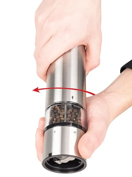 New Elis sense U’select electric salt and pepper mills in stainless steel, 20cm Salt | Salt Mills