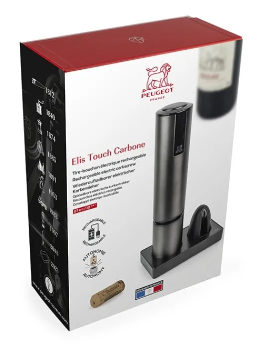 New Elis touch grey stainless steel electric corkscrew with rechargeable battery, 27cm Corkscrews
