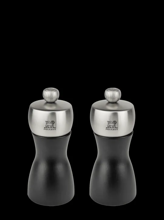Sale Fidji Duo of salt and pepper mills in wood and stainless steel, , 12 cm Salt | Salt Mills