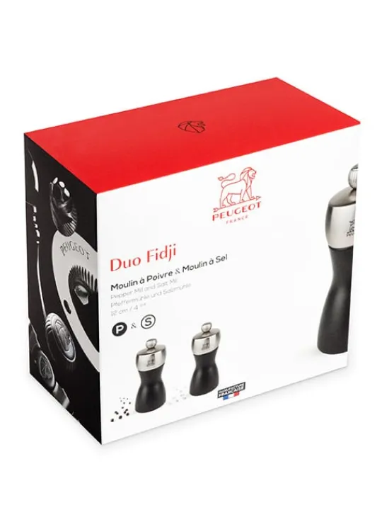 Sale Fidji Duo of salt and pepper mills in wood and stainless steel, , 12 cm Salt | Salt Mills