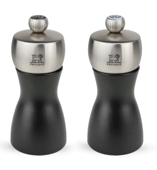 Sale Fidji Duo of salt and pepper mills in wood and stainless steel, , 12 cm Salt | Salt Mills