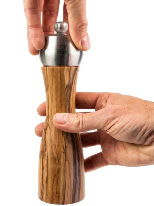 Best Fidji Manual salt mill, olive wood and stainless steel, 20 cm Salt | Salt Mills