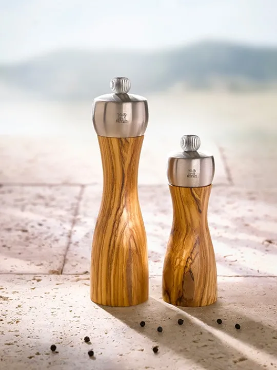 Best Fidji Manual salt mill, olive wood and stainless steel, 20 cm Salt | Salt Mills