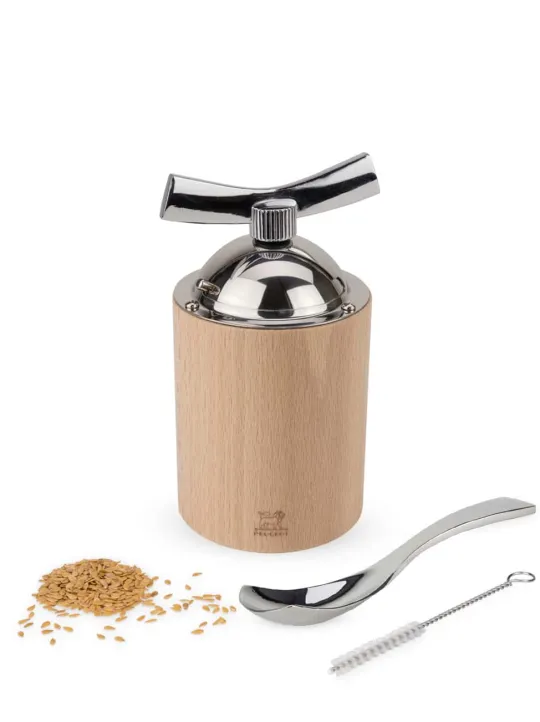 Fashion Isen Manual flaxseed mill in wood and stainless steel, 13cm For The Foodie | Speciality Spice Mills