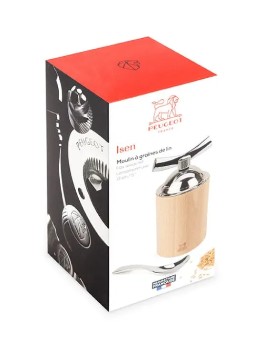Fashion Isen Manual flaxseed mill in wood and stainless steel, 13cm For The Foodie | Speciality Spice Mills