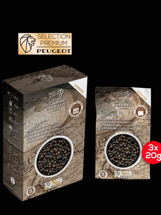 Clearance Kampot 3 x 20g sachets of cambodian black pepper Pepper | For Under £50