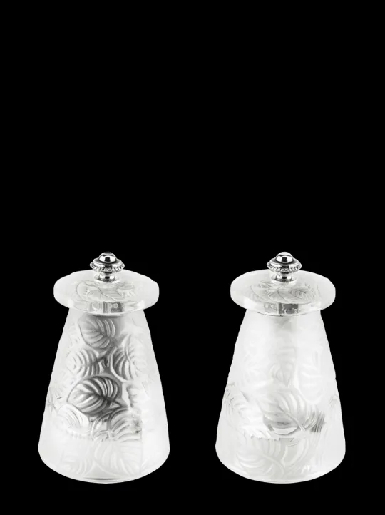Hot Lalique duo of manual salt and pepper mills, crystal, 9 cm Salt | Salt & Pepper Mill Sets