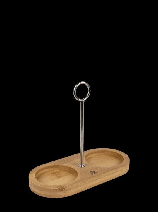Shop Linéa Bamboo tray for two mills, in color, with handle Spice Mill Accessories