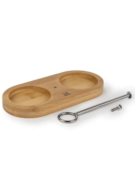 Shop Linéa Bamboo tray for two mills, in color, with handle Spice Mill Accessories