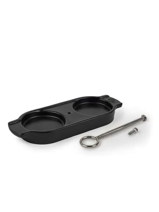 Discount Linéa Ceramic tray for two mills, in satin black color Trays | Spice Mill Accessories