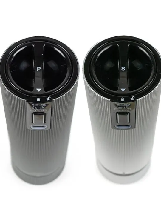 Flash Sale Line electric Set of u’select rechargeable electric salt and pepper mills, li-ion battery, carbon and aluminum, 15 cm - 6in For The Host With The Most | For The Foodie