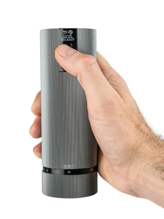 Flash Sale Line electric Set of u’select rechargeable electric salt and pepper mills, li-ion battery, carbon and aluminum, 15 cm - 6in For The Host With The Most | For The Foodie