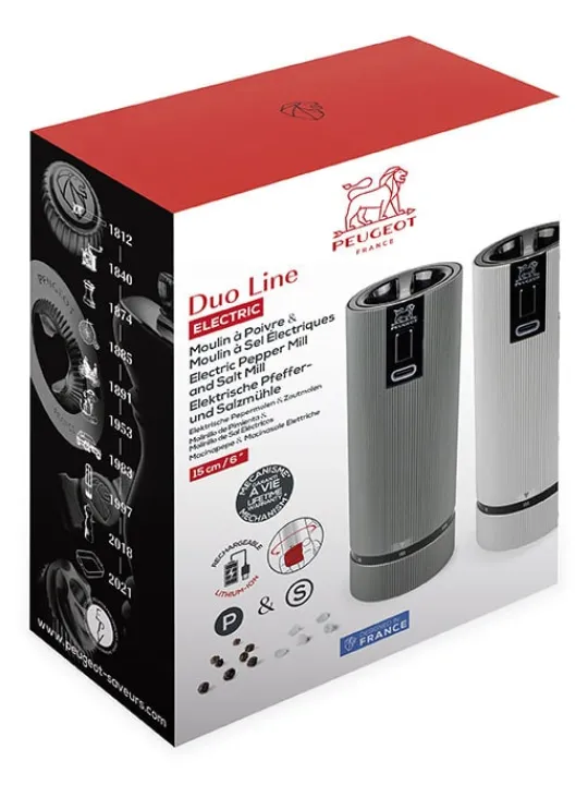Flash Sale Line electric Set of u’select rechargeable electric salt and pepper mills, li-ion battery, carbon and aluminum, 15 cm - 6in For The Host With The Most | For The Foodie