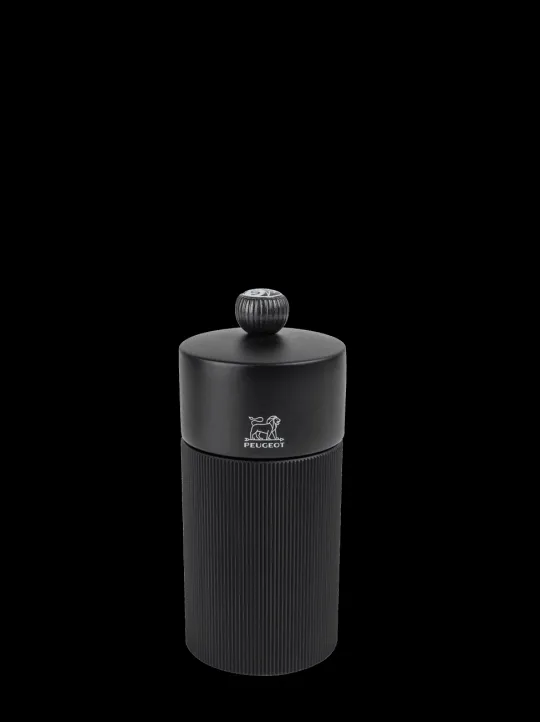Online Line Manual aluminium and wooden salt mill, matt black, 12cm Salt | Salt Mills