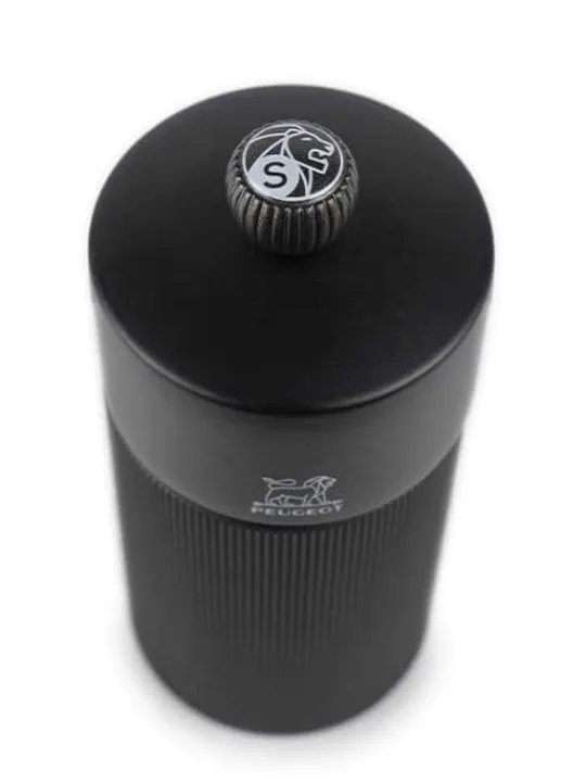 Online Line Manual aluminium and wooden salt mill, matt black, 12cm Salt | Salt Mills