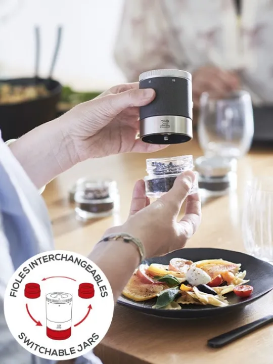 Shop Maestro Maestro u’select 11 cm pepper mill, with 3 premium peppers and 3 interchangeable reservoirs as a gift box Pepper | Pepper Mills