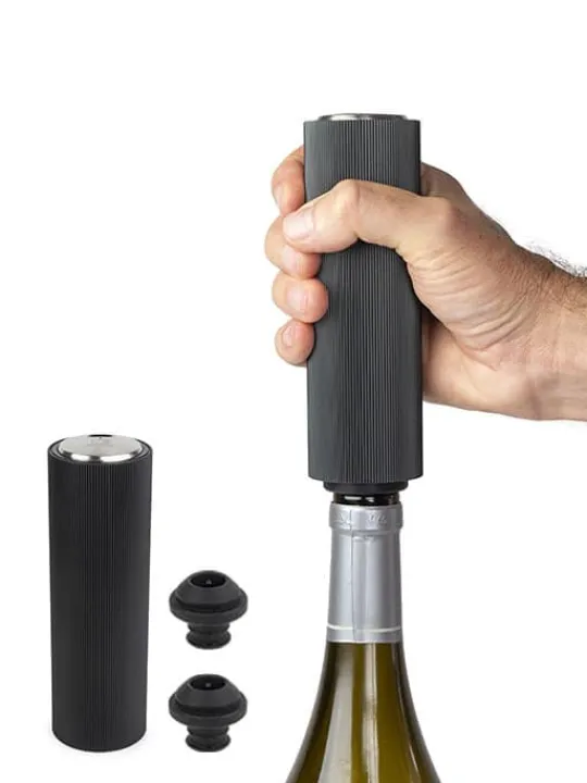 Outlet Master of wine Line reverse electric corkscrew and line preserve electric conservationpump in matte black finish as a gift box Wine And Champagne Accessories | Corkscrews