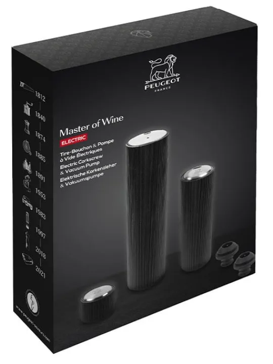 Outlet Master of wine Line reverse electric corkscrew and line preserve electric conservationpump in matte black finish as a gift box Wine And Champagne Accessories | Corkscrews
