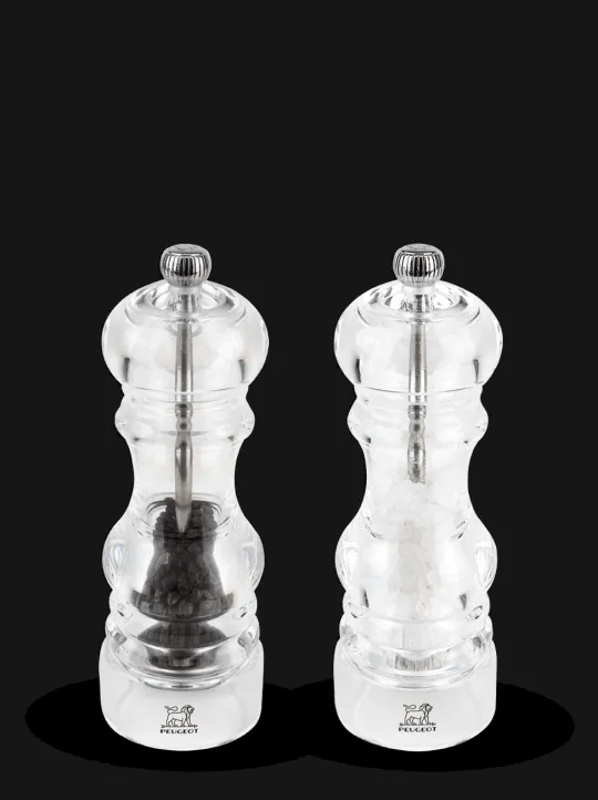 New Nancy Duo of manual salt and pepper mills, acrylic, 18 cm Salt | Salt & Pepper Mill Sets