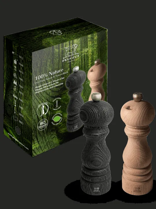 Discount 100% nature Manual upcycled wooden salt and pepper mill bundle, 18cm Salt | Salt & Pepper Mill Sets