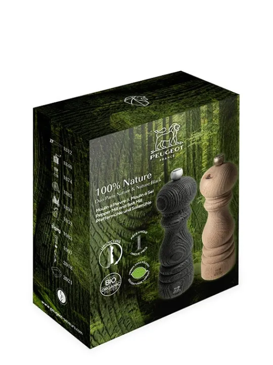 Discount 100% nature Manual upcycled wooden salt and pepper mill bundle, 18cm Salt | Salt & Pepper Mill Sets