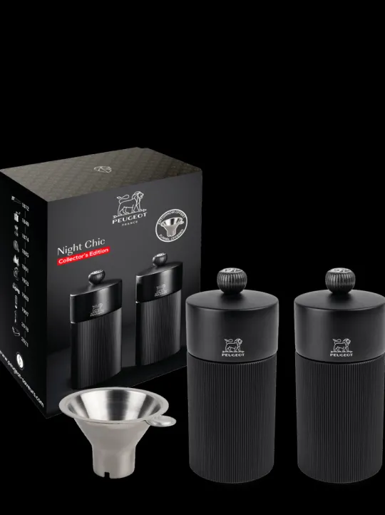 Cheap Night chic Gift set – line manual pepper and salt mills, matte black with stainless steel funnel, 12 cm Salt | Salt & Pepper Mill Sets