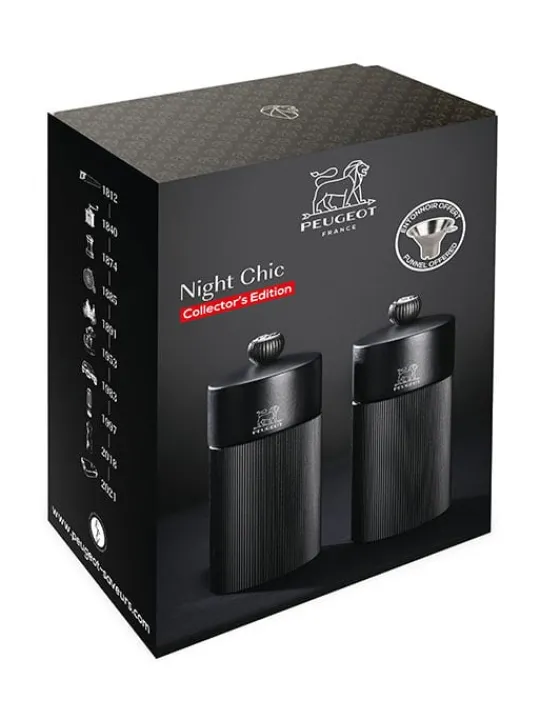 Cheap Night chic Gift set – line manual pepper and salt mills, matte black with stainless steel funnel, 12 cm Salt | Salt & Pepper Mill Sets