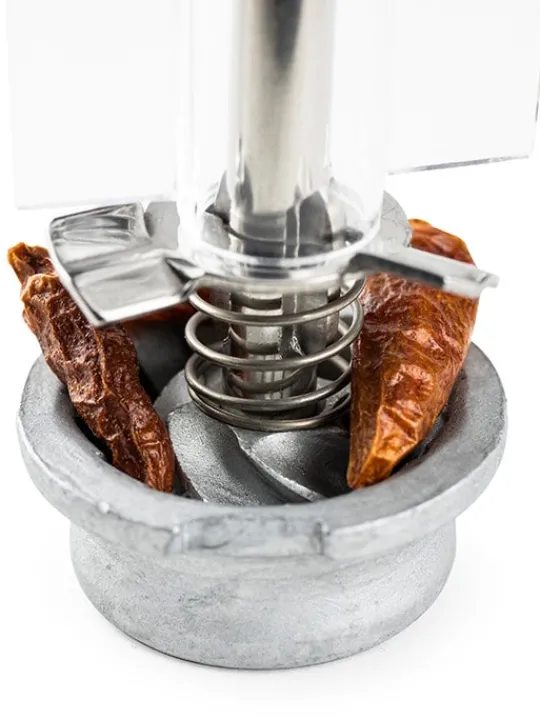 Flash Sale Oléron Manual chilli grinder in matt wood and acrylic, 14cm Speciality Spice Mills