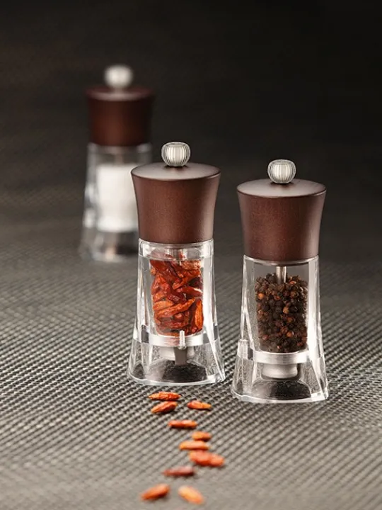 Clearance Oléron Manual chilli grinder in beech wood and acrylic, 14cm Speciality Spice Mills