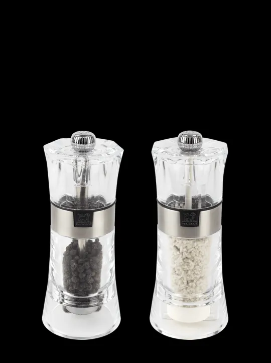 Online Oslo Duo of manual wet salt and pepper mills, acrylic, 14 cm Salt | Salt & Pepper Mill Sets