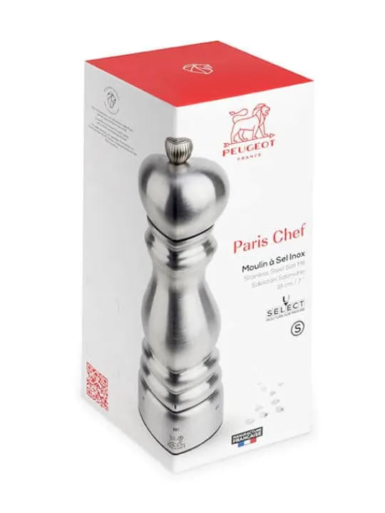 New Paris chef U’select manual salt mill in stainless steel, 18cm Salt | Salt Mills