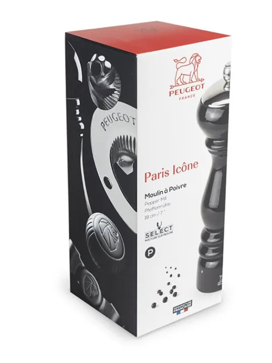 Sale Paris icône u'select manual wooden pepper mill in black gloss, 18cm Pepper | Pepper Mills