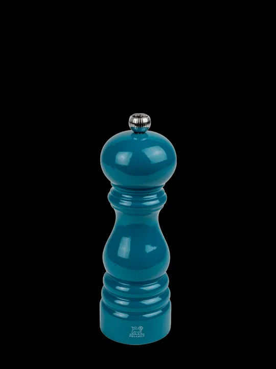 Clearance Paris Manual wooden pepper mill in pacific blue gloss, 18cm Pepper | Pepper Mills