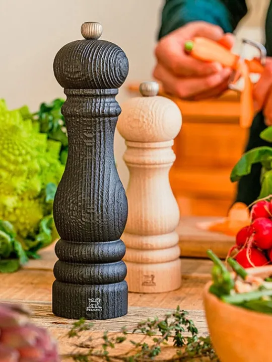 Flash Sale Paris nature black Manual upcycled wooden pepper mill in black, 22cm Pepper | Pepper Mills