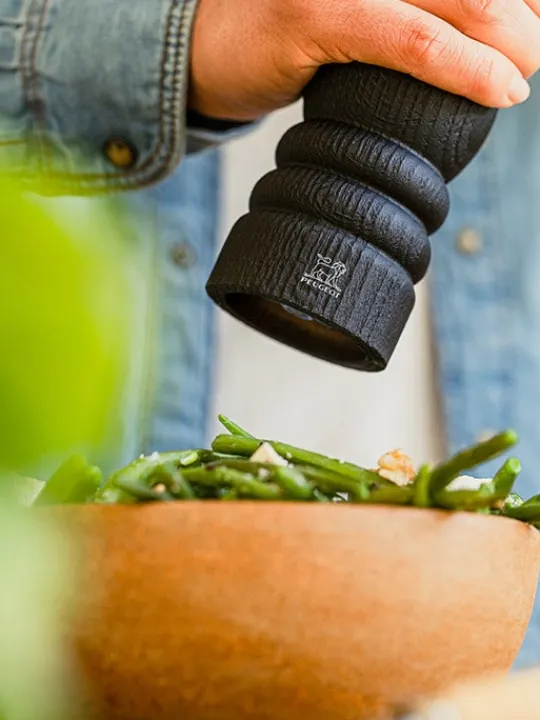 Best Paris nature black Manual upcycled wooden pepper mill in black, 40cm Pepper | Pepper Mills