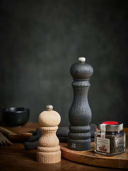 Flash Sale Paris nature black Manual upcycled wooden pepper mill in black, 22cm Pepper | Pepper Mills