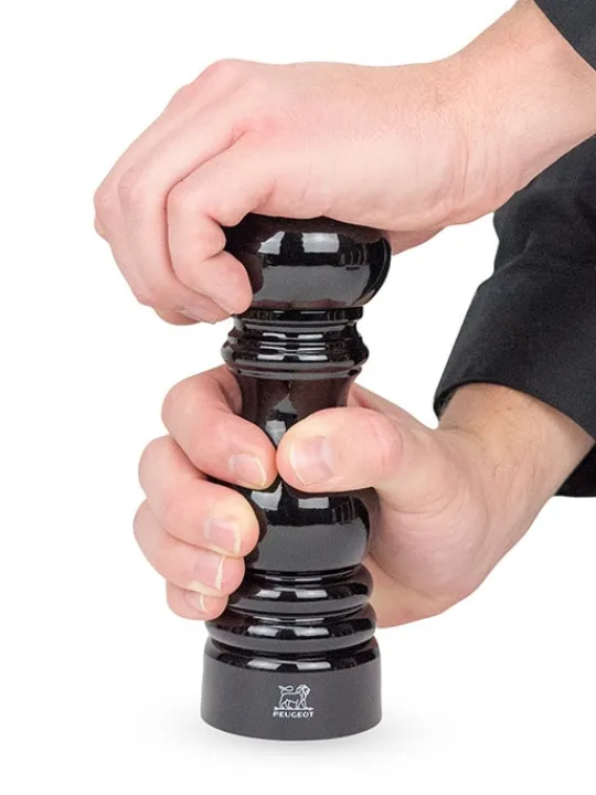 New Paris wooden salt and pepper mill set in black gloss, 18cm Salt | Salt & Pepper Mill Sets